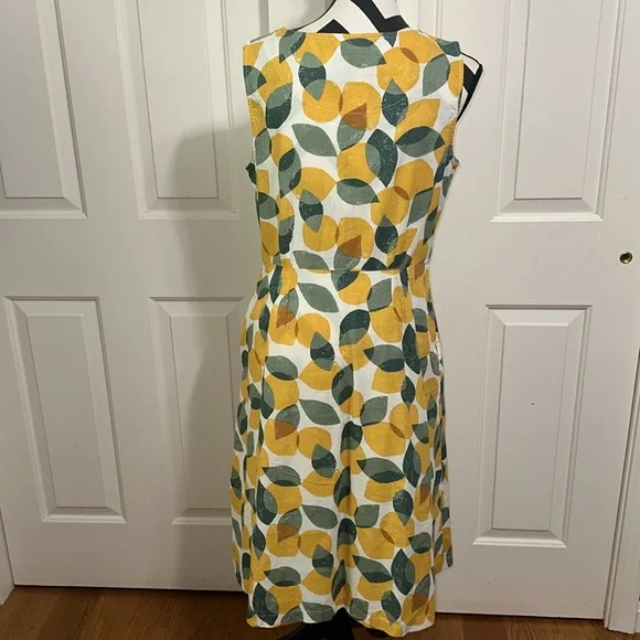 SEASALT CORNWALL Stylish Yellow and Green Leaf Print Dress - Picture 5 of 8